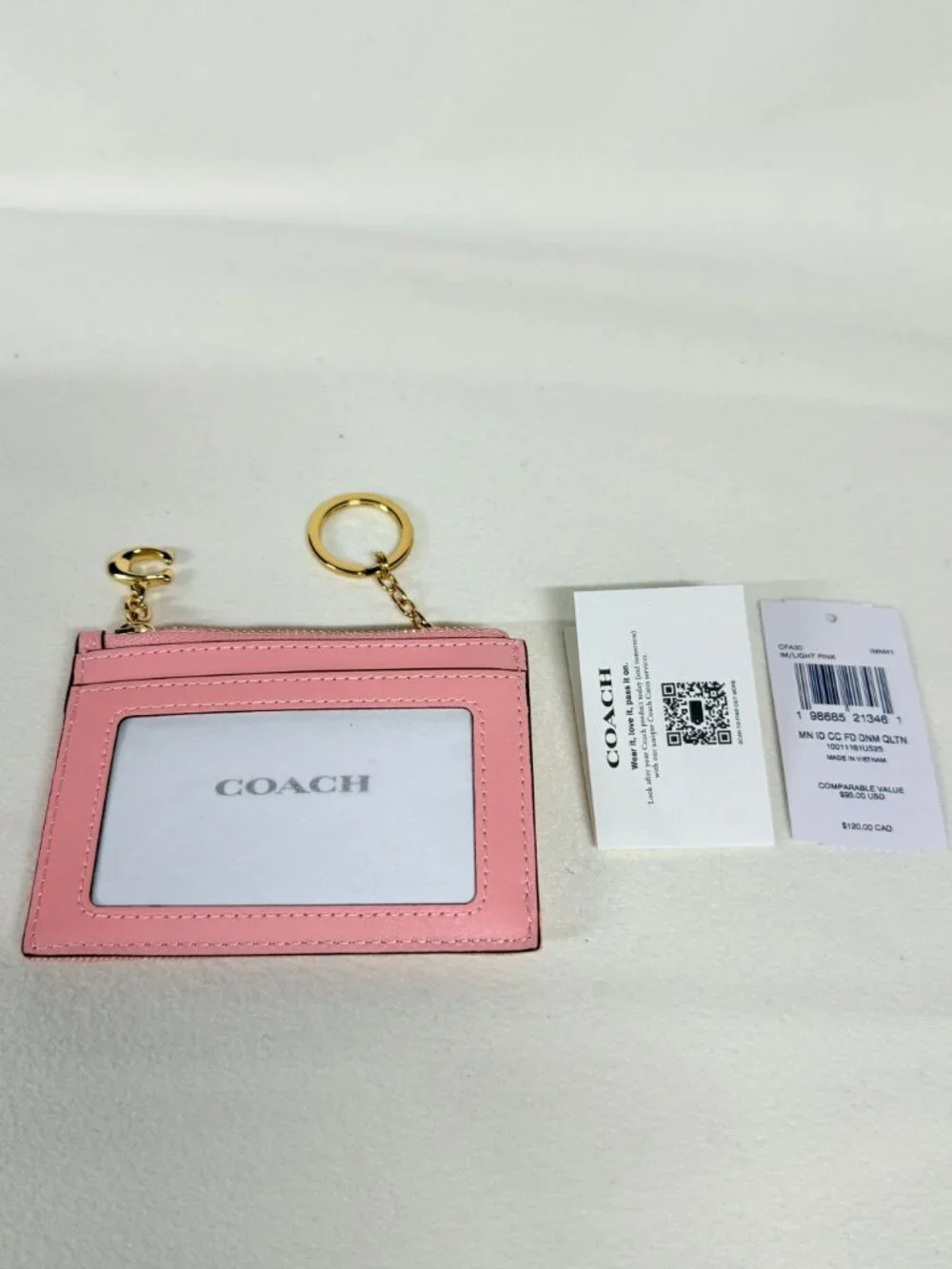 coach Mini Skinny Id Case In Loved Denim With Quilting And Charm cfa30